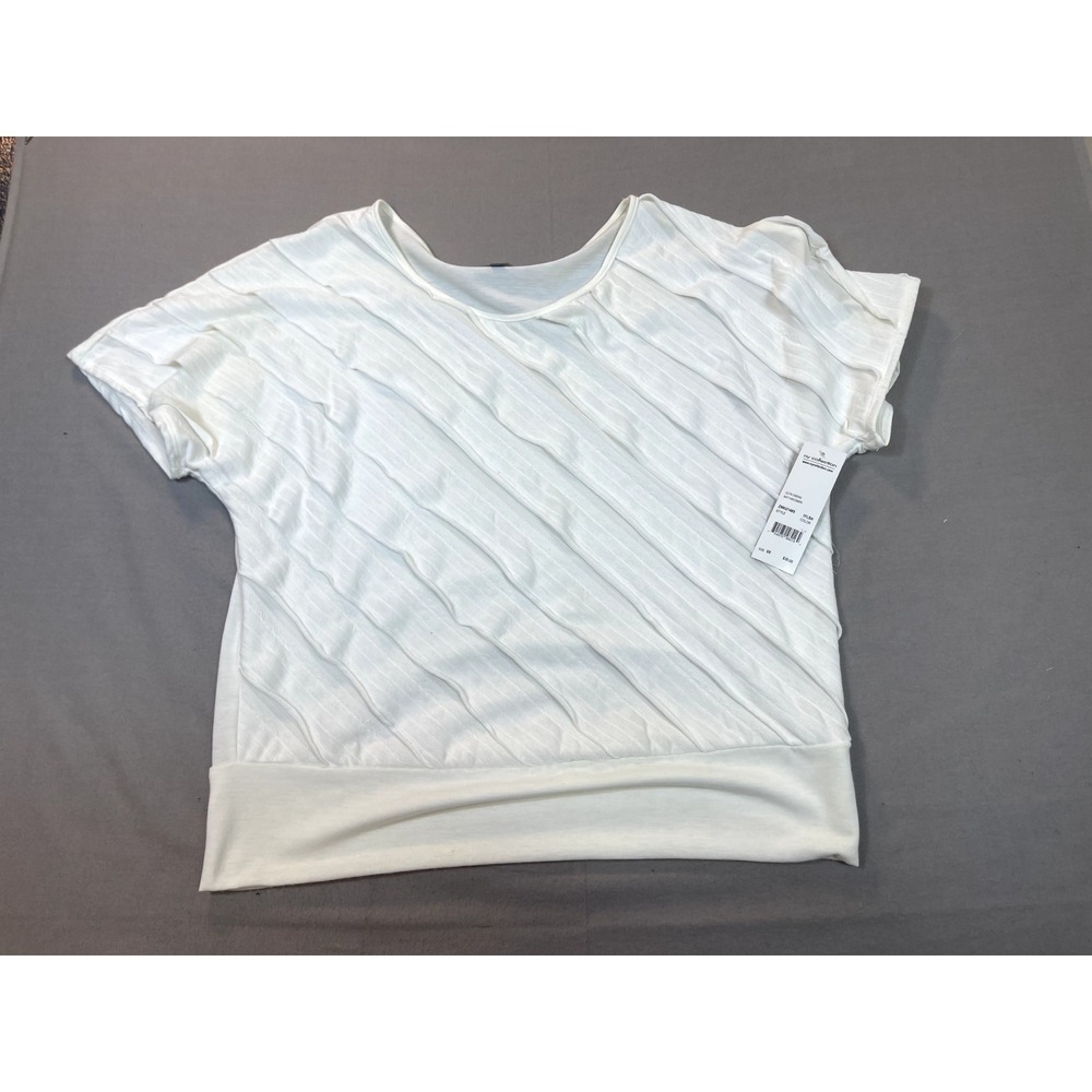 NY Collection Women's Shirt Size 0X White Ruffle Short Sleeve Classic Preppy